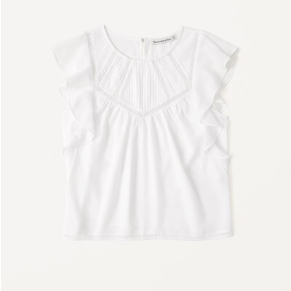 Flutter Sleeve Lace Trim Top